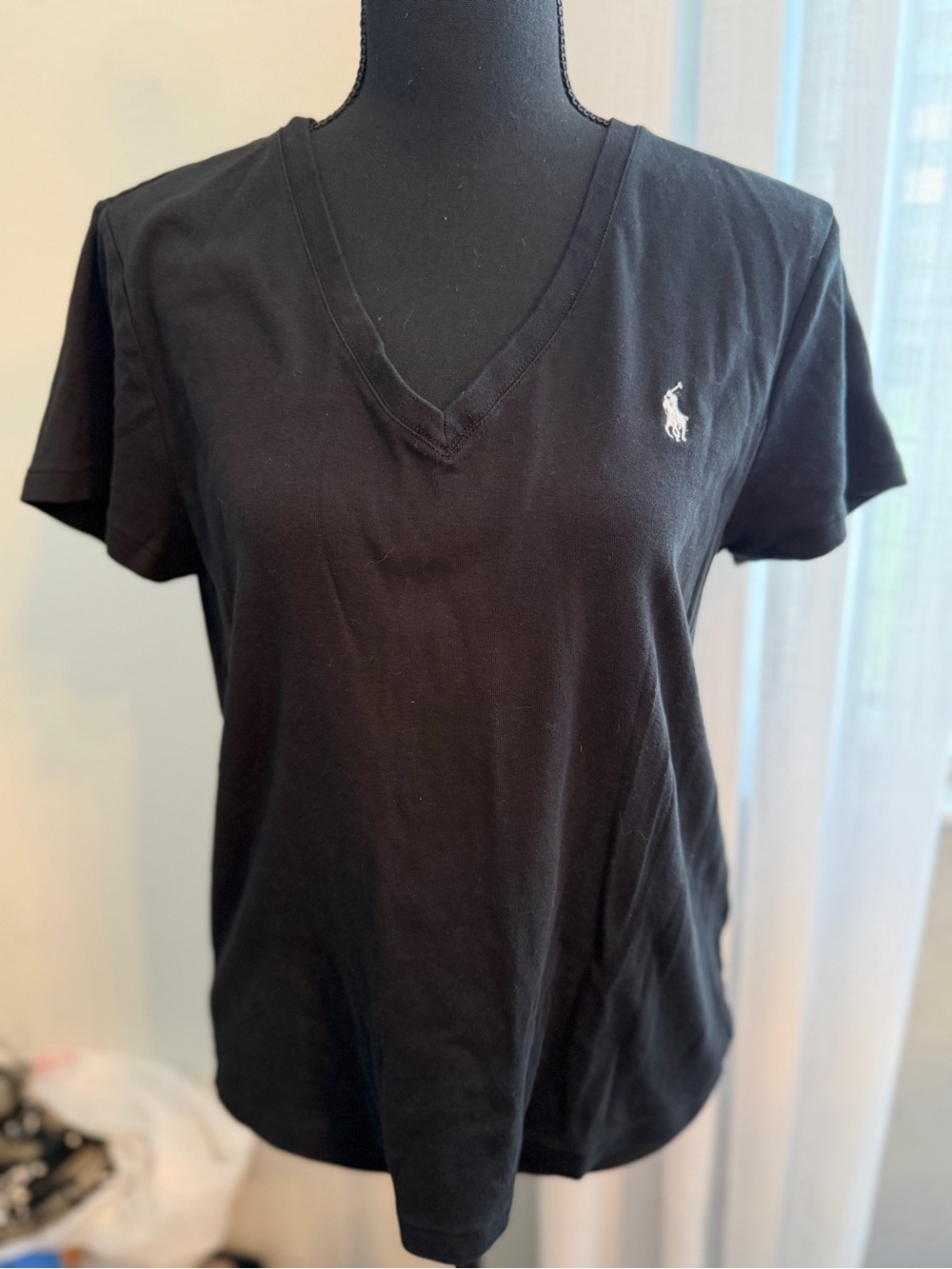 Polo Ralph Lauren Black Crewneck Tee with White Logo Tag